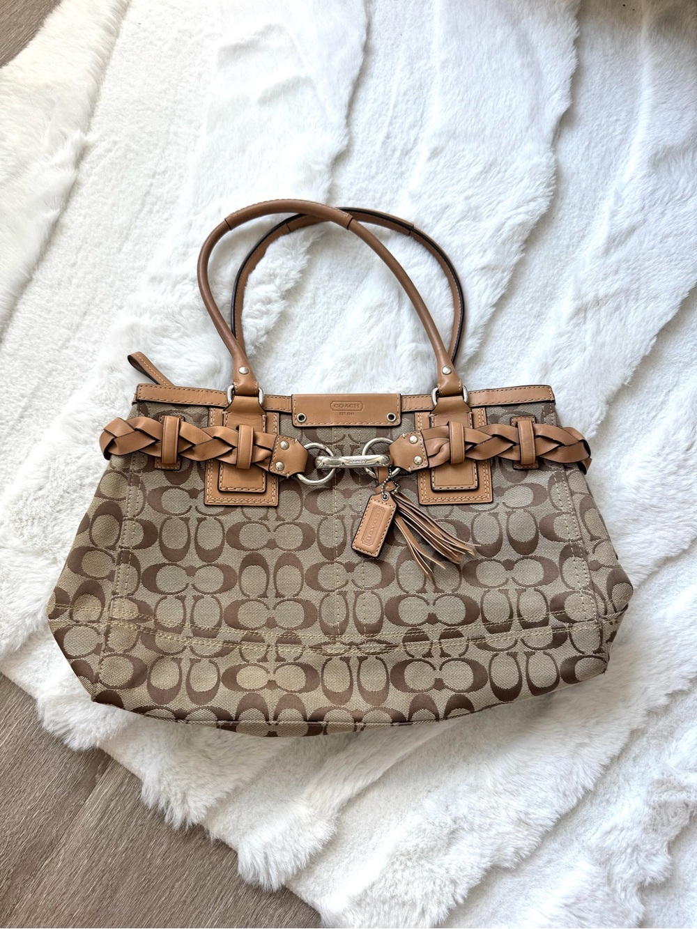 Vintage Coach Hamptons Signature Carryall Satchel Purse